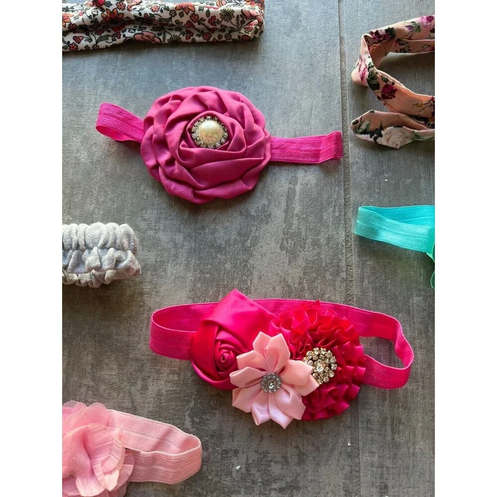 Infant Baby Newborn Toddler Girls Headbands Lot of 8 Multi Colors Flowers CUTE